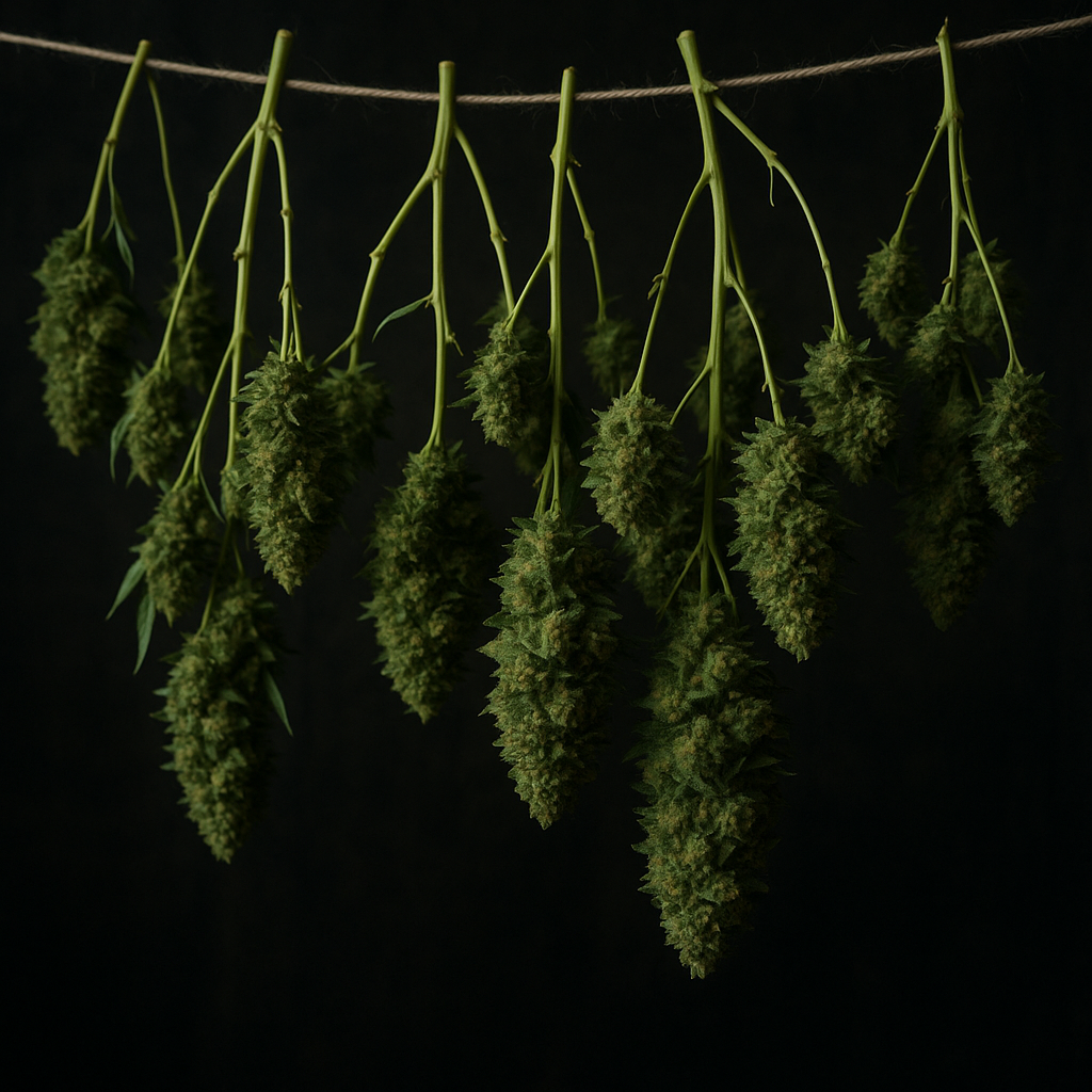 OG Kush Feminized freshly harvested branches drying